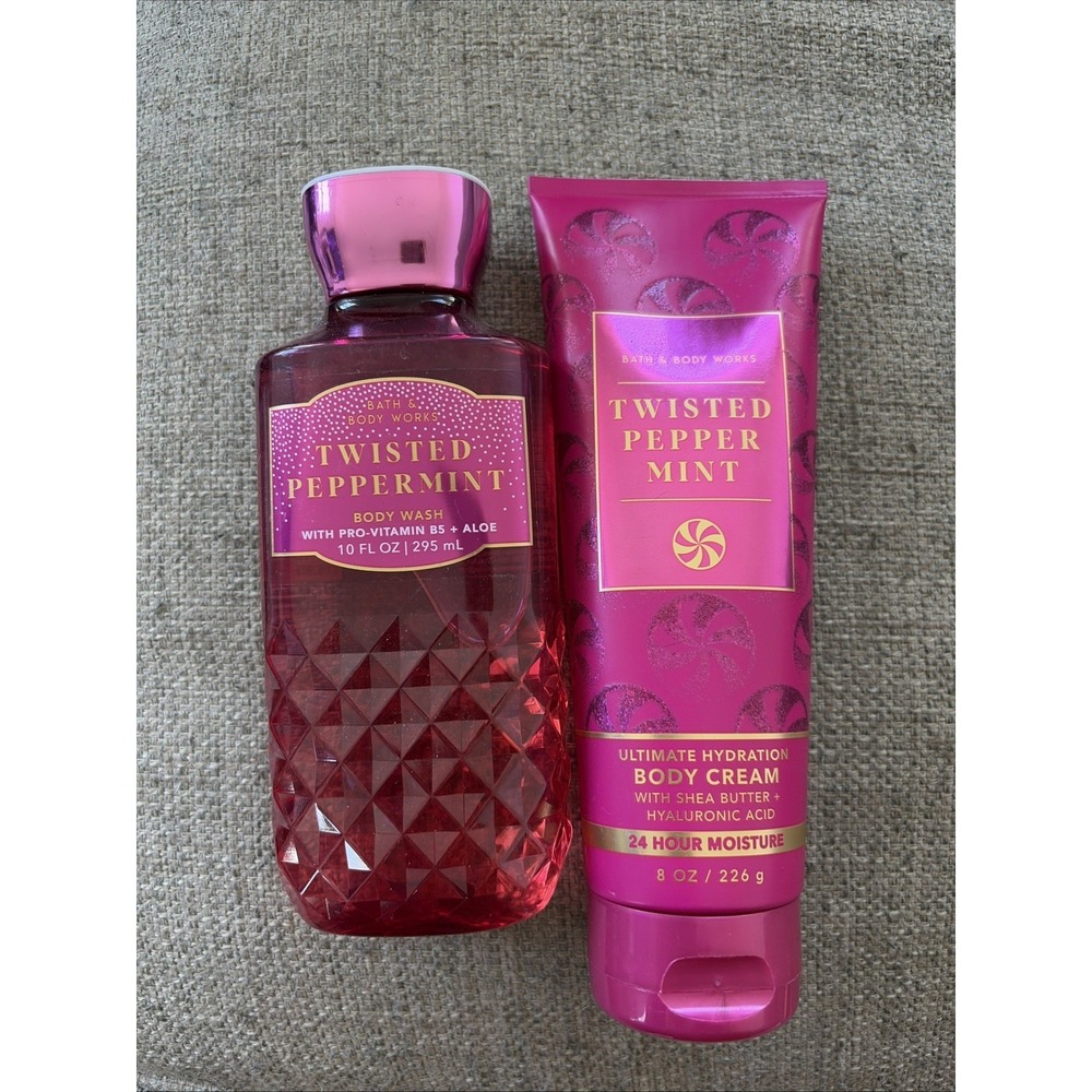 NEW Bath & Body Works Twisted Peppermint Shower Gel & Cream Lotion Moisturizer